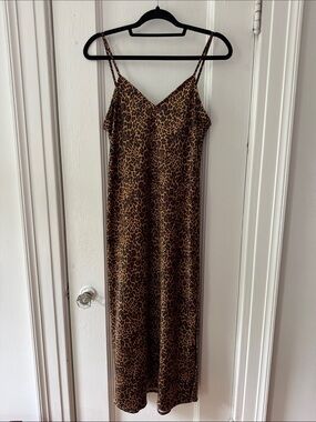 Gap leopard print satin midi dress size S